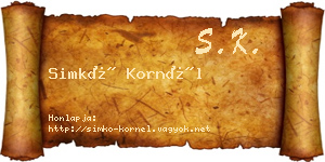 Simkó Kornél névjegykártya